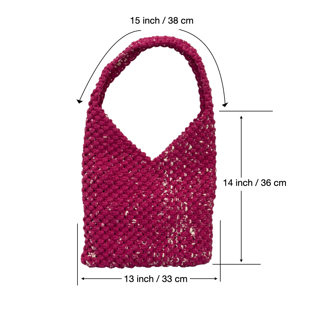 Image of Macrame criss-cross / Macrame Shoulder Tote Fuschia | Shoulder carry