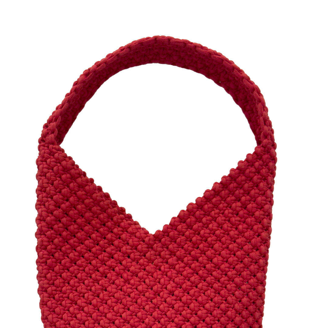 Image of Macrame criss-cross / Macrame Shoulder Tote Red| Shoulder carry