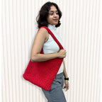 Macrame criss-cross / Macrame Shoulder Tote Red| Shoulder carry