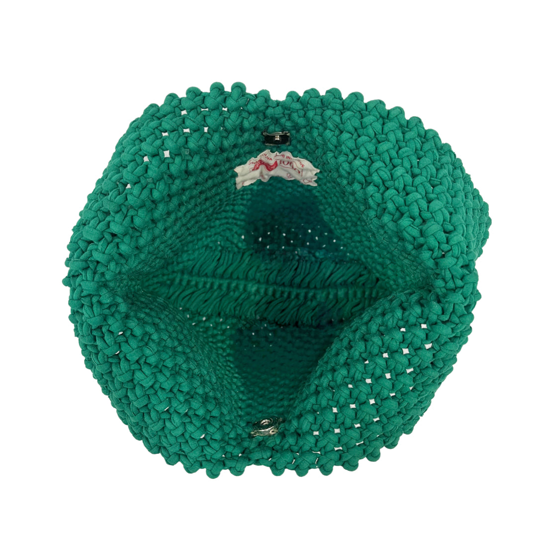 Image of Macrame criss-cross / Macrame Shoulder Tote Green | Shoulder carry