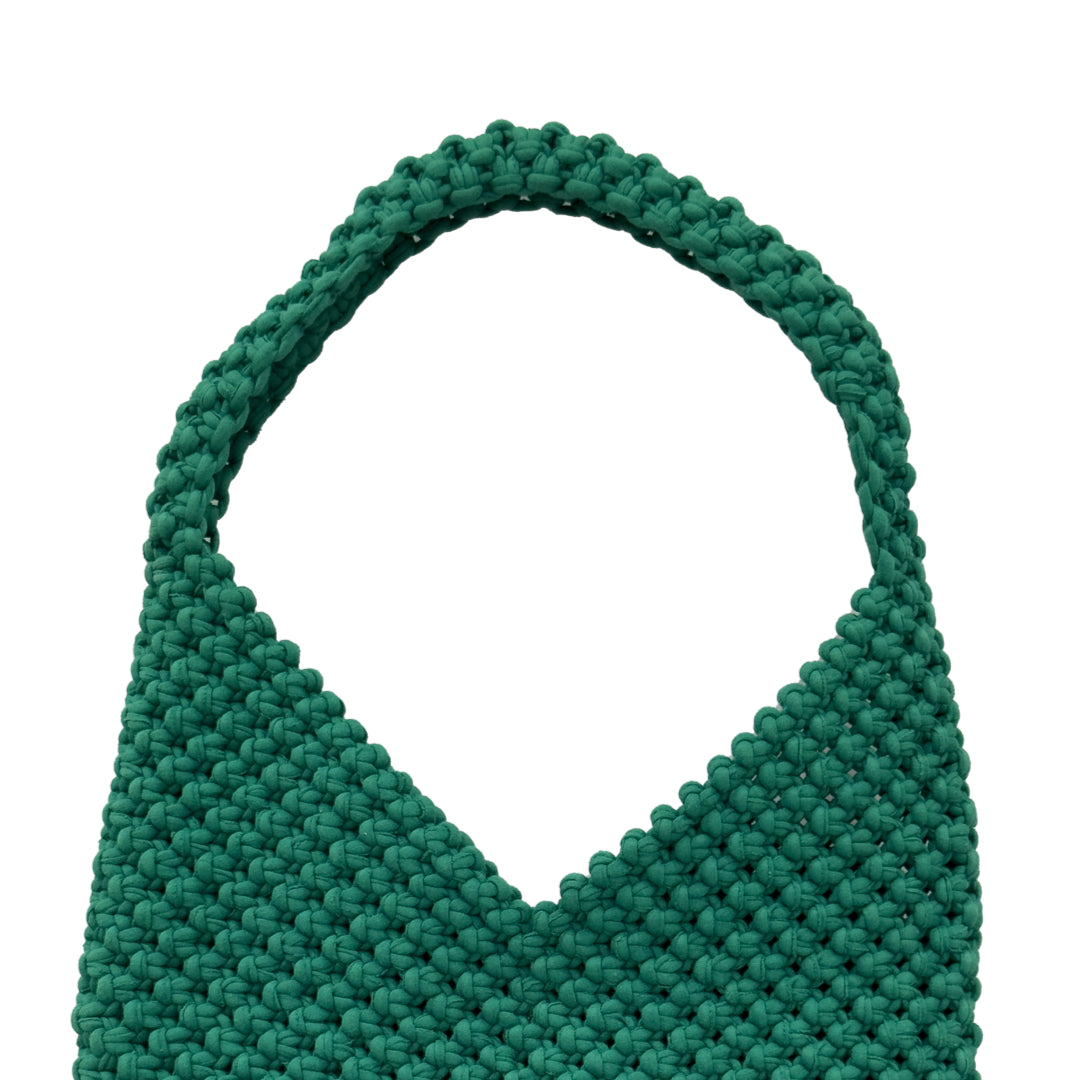 Image of Macrame criss-cross / Macrame Shoulder Tote Green | Shoulder carry