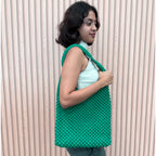 Macrame criss-cross / Macrame Shoulder Tote Green | Shoulder carry