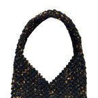 Macrame criss-cross / Macrame Shoulder Tote Black Sprinkle| Shoulder carry