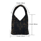 Macrame criss-cross / Macrame Shoulder Tote Black Sprinkle| Shoulder carry