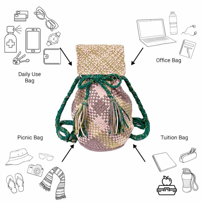 Image of Backpack Green Pink Rose Beige Colors Premium Collection | Shoulder carry