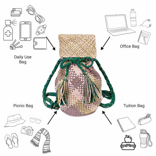 Backpack Green Pink Rose Beige Colors Premium Collection | Shoulder carry