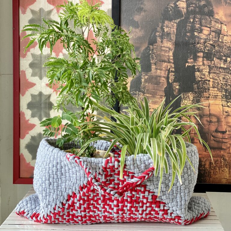 Image of Planter bag | Size: small | Grey, Red