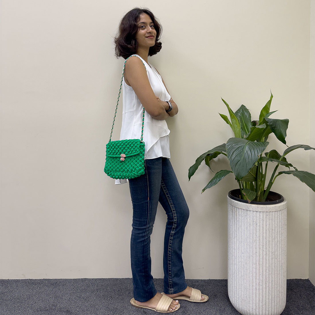 Image of Macrame Sling | Green | Shoulder Sling or Cross body