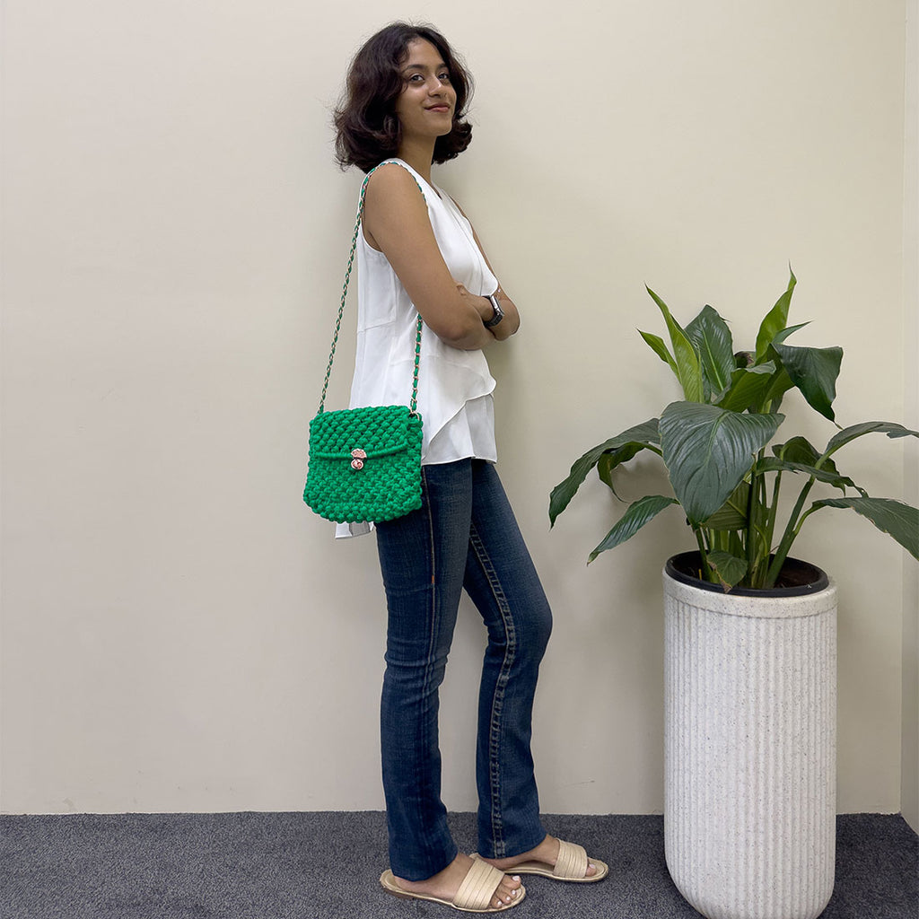 Macrame Sling | Green | Shoulder Sling or Cross body