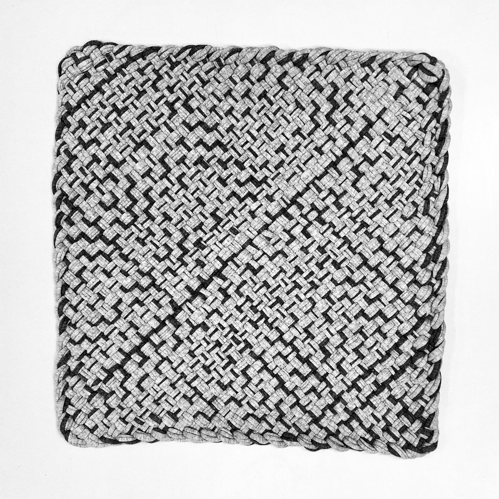 Image of Set of 4 Hand-Woven Square Placemats / Dining Mats Charcoal Nude Grey