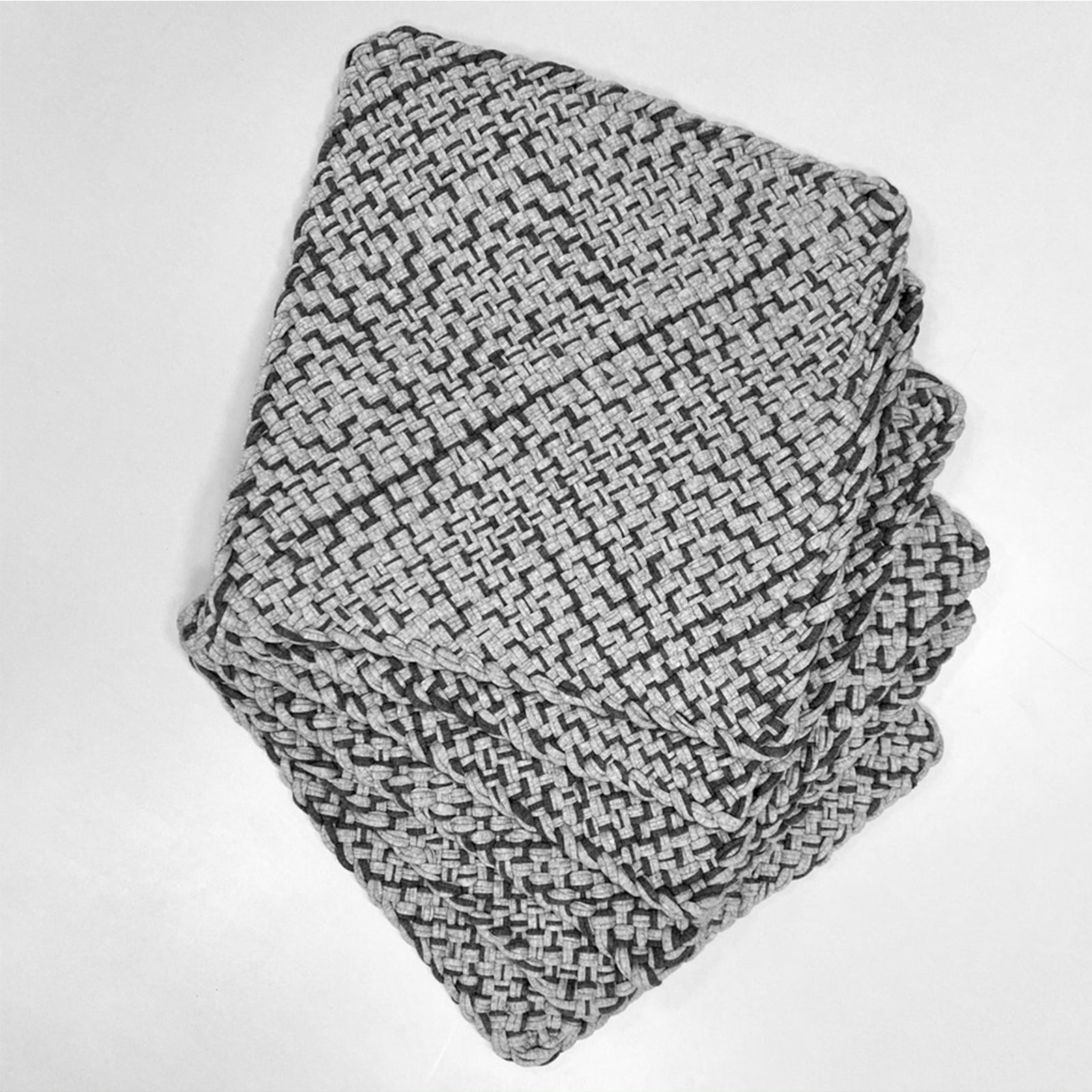 Image of Set of 4 Hand-Woven Square Placemats / Dining Mats Charcoal Nude Grey