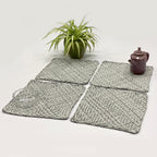 Set of 4 Hand-Woven Square Placemats / Dining Mats Charcoal Nude Grey