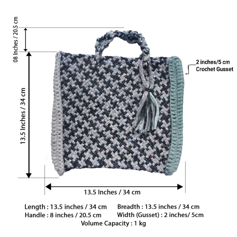 Image of Hand Tote / Tiffin Bags Grey Green Big Check Color | Hand carry