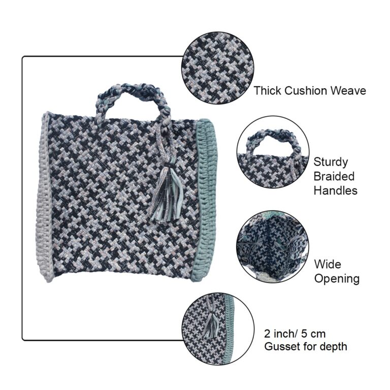 Image of Hand Tote / Tiffin Bags Grey Green Big Check Color | Hand carry