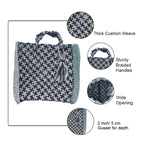 Hand Tote / Tiffin Bags Grey Green Big Check Color | Hand carry
