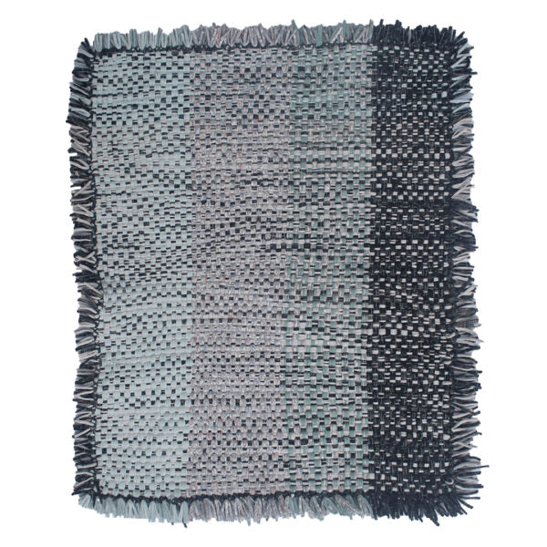 Image of Tassel Floor Rug / Throw Mint Teal Charcoal Light Grey