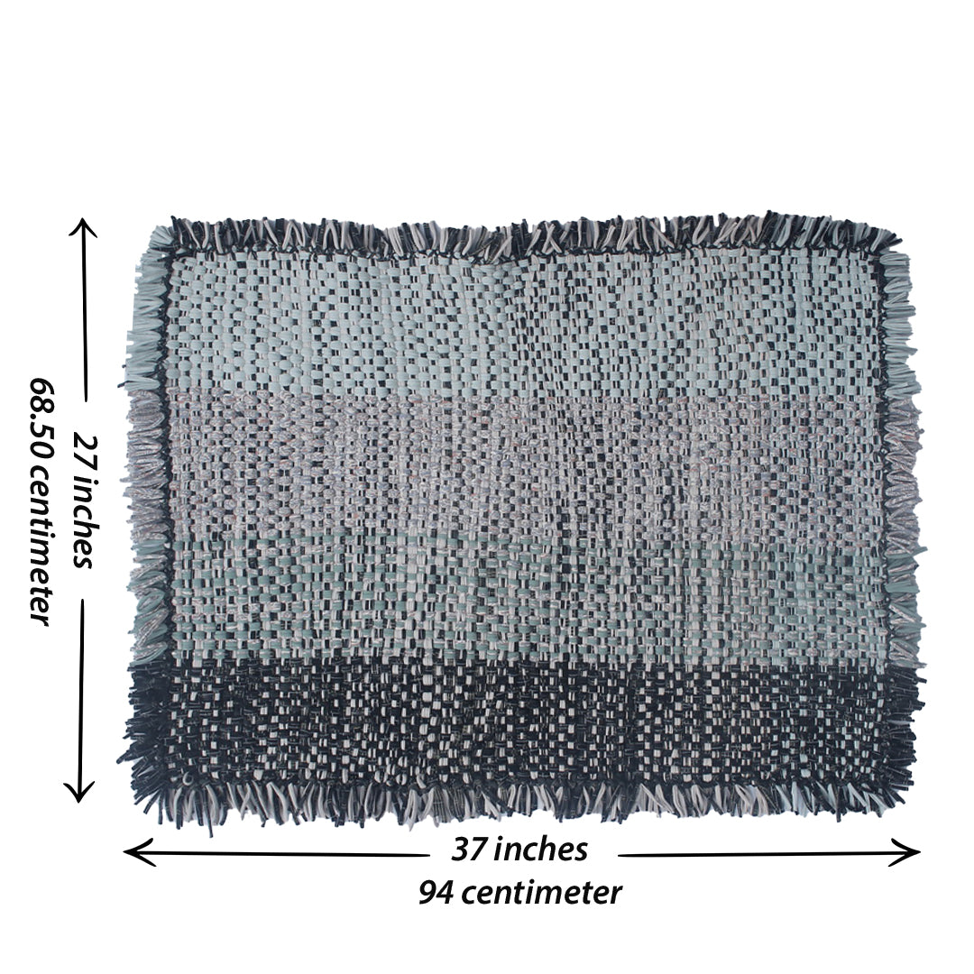 Image of Tassel Floor Rug / Throw Mint Teal Charcoal Light Grey