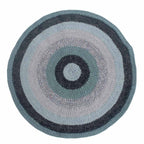 Round Crochet Floor Rug Mint Teal Charcoal Light Grey