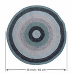 Round Crochet Floor Rug Mint Teal Charcoal Light Grey