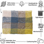 Braided Edged Floor Rug / Throw | Lime, Blue, White