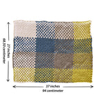 Braided Edged Floor Rug / Throw | Lime, Blue, White