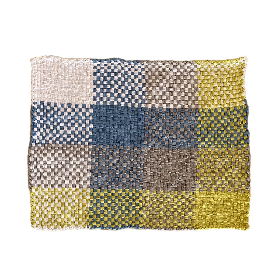 Image of Braided Edged Floor Rug / Throw | Lime, Blue, White