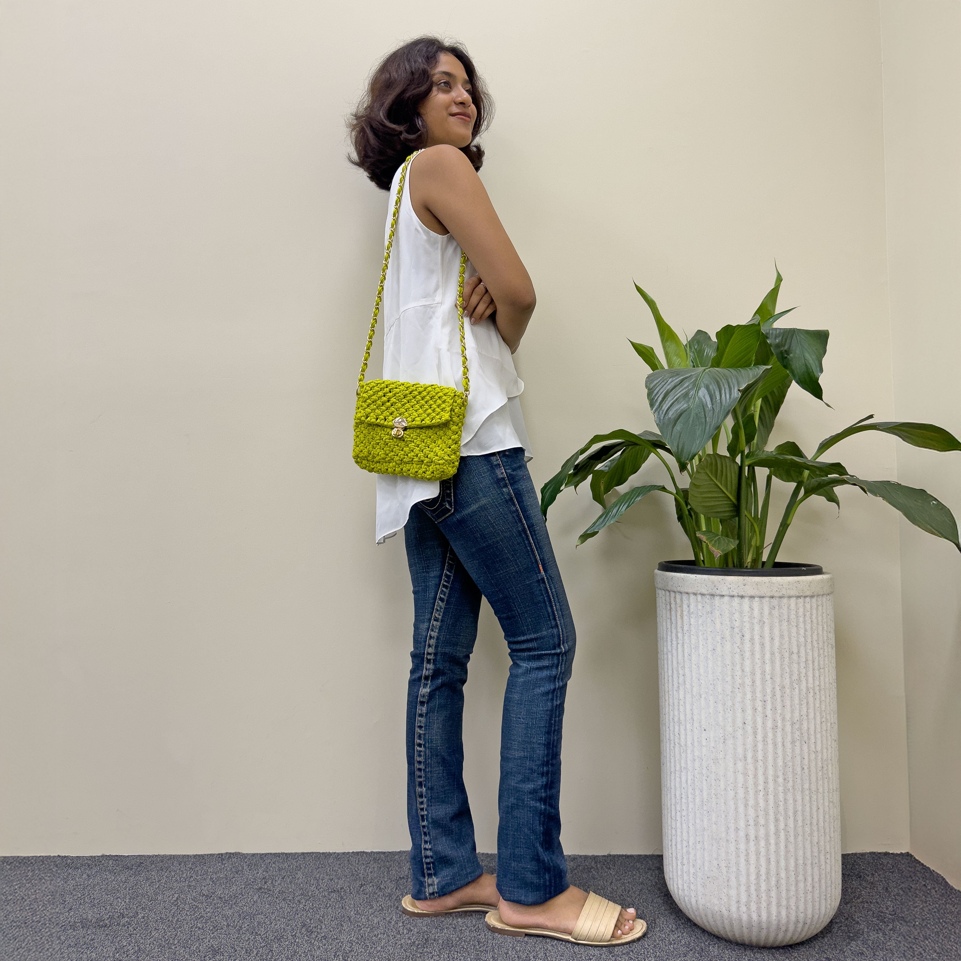 Image of Macrame Sling | Lime| Shoulder Sling or Cross body