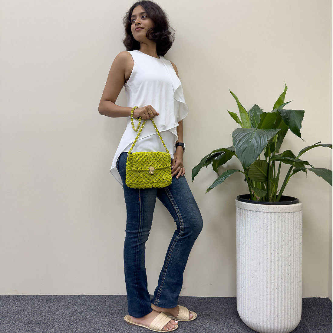 Image of Macrame Sling | Lime| Shoulder Sling or Cross body