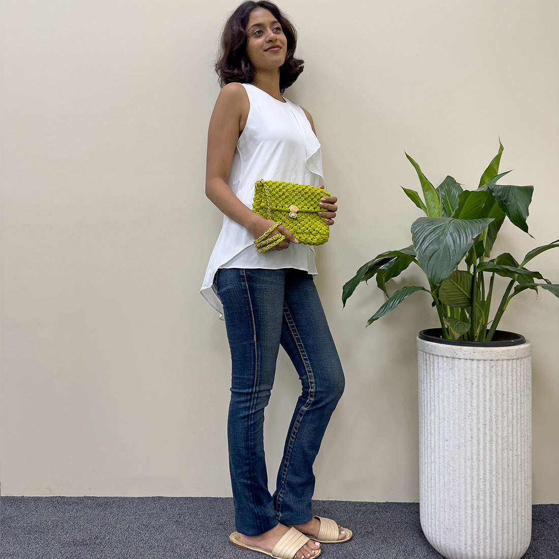 Image of Macrame Sling | Lime| Shoulder Sling or Cross body