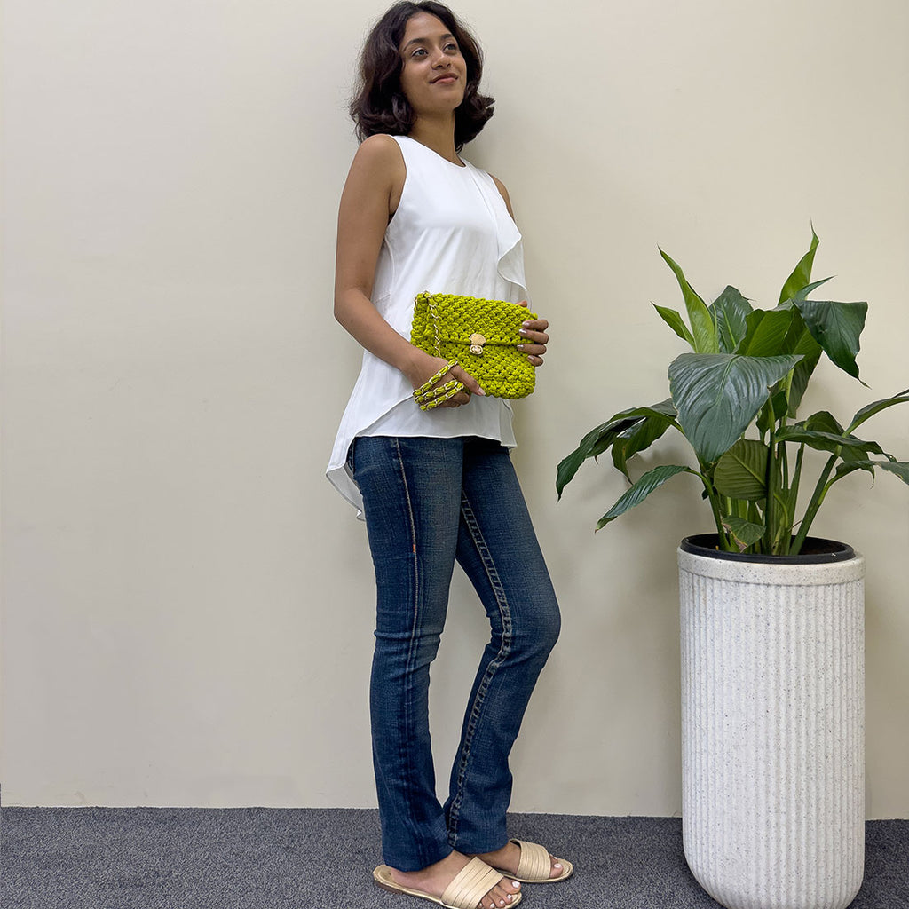 Macrame Sling | Lime| Shoulder Sling or Cross body