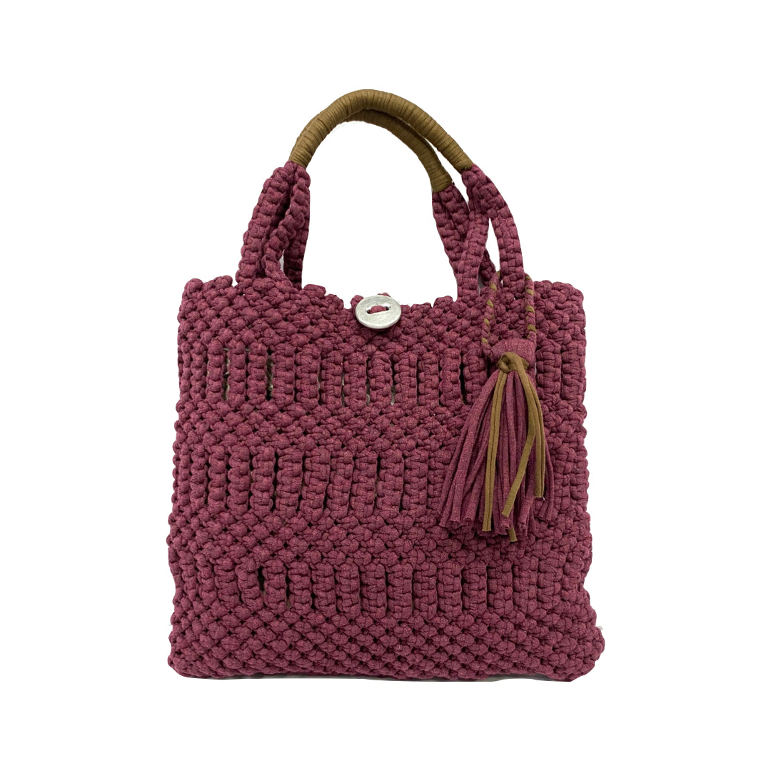 Image of Macrame Handbag Burgundy