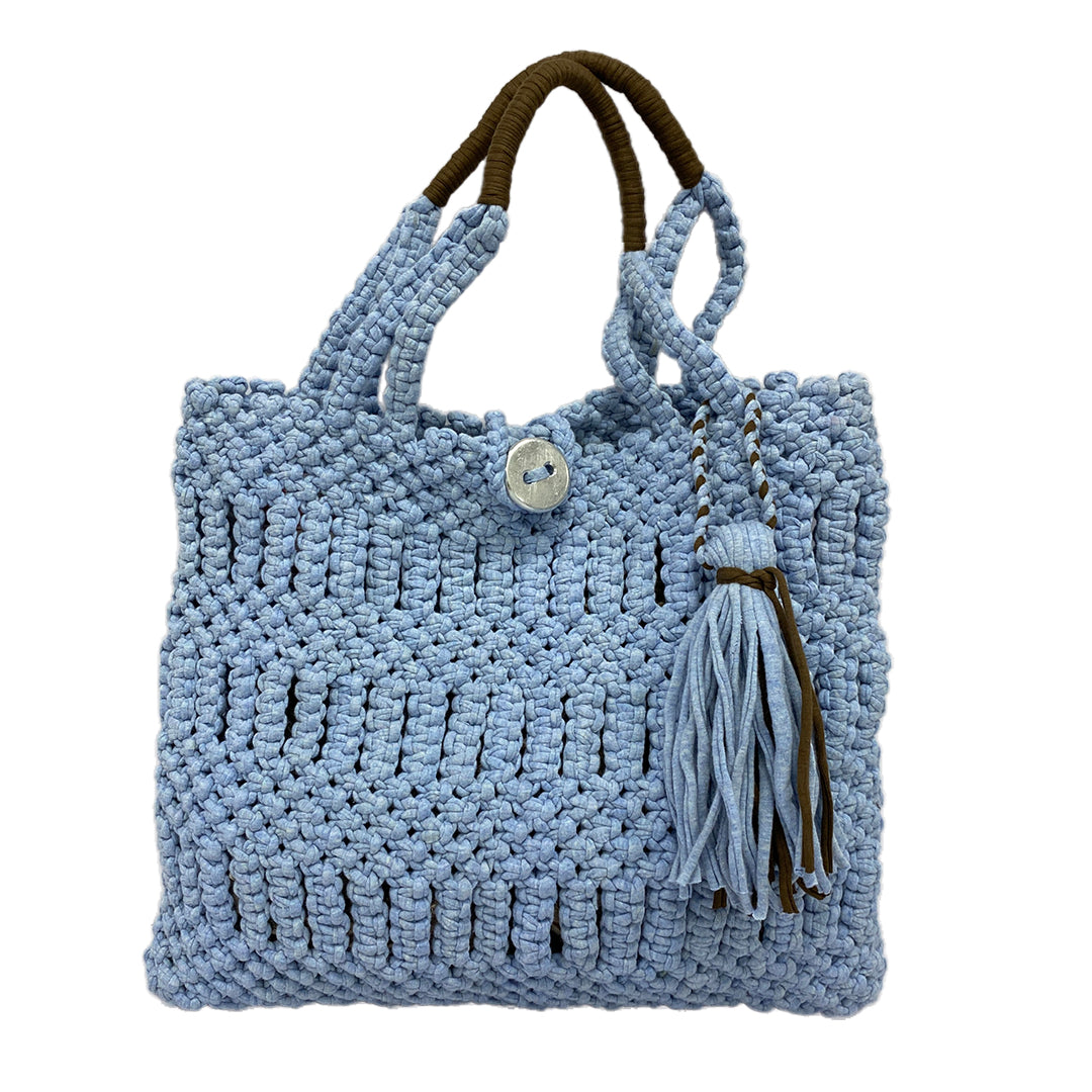 Image of Macrame Handbag Ice Blue