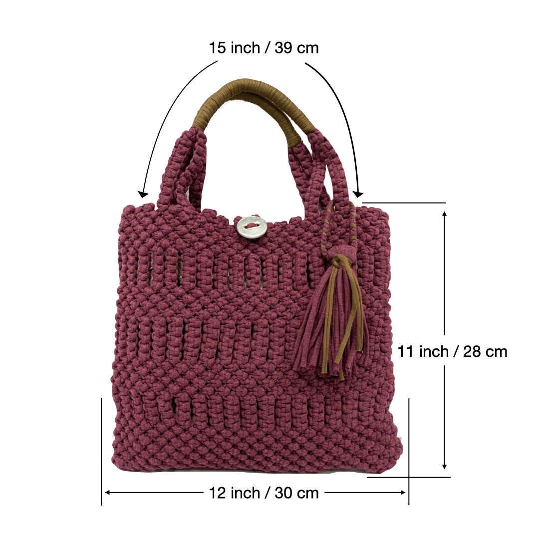 Image of Macrame Handbag Burgundy