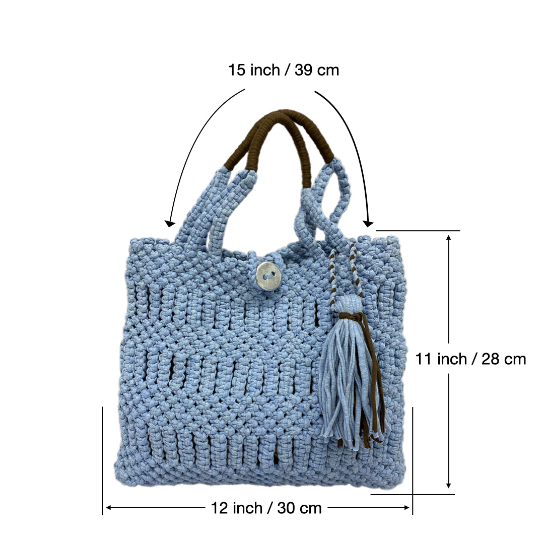 Image of Macrame Handbag Ice Blue