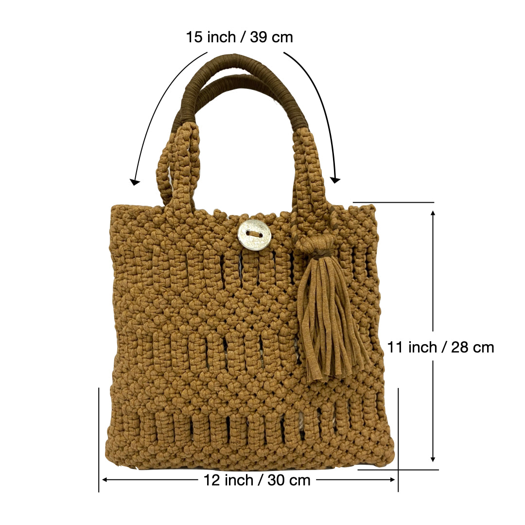 Image of Macrame Handbag Nutmeg