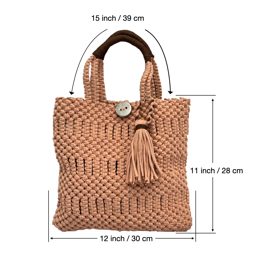 Image of Macrame Handbag Nude