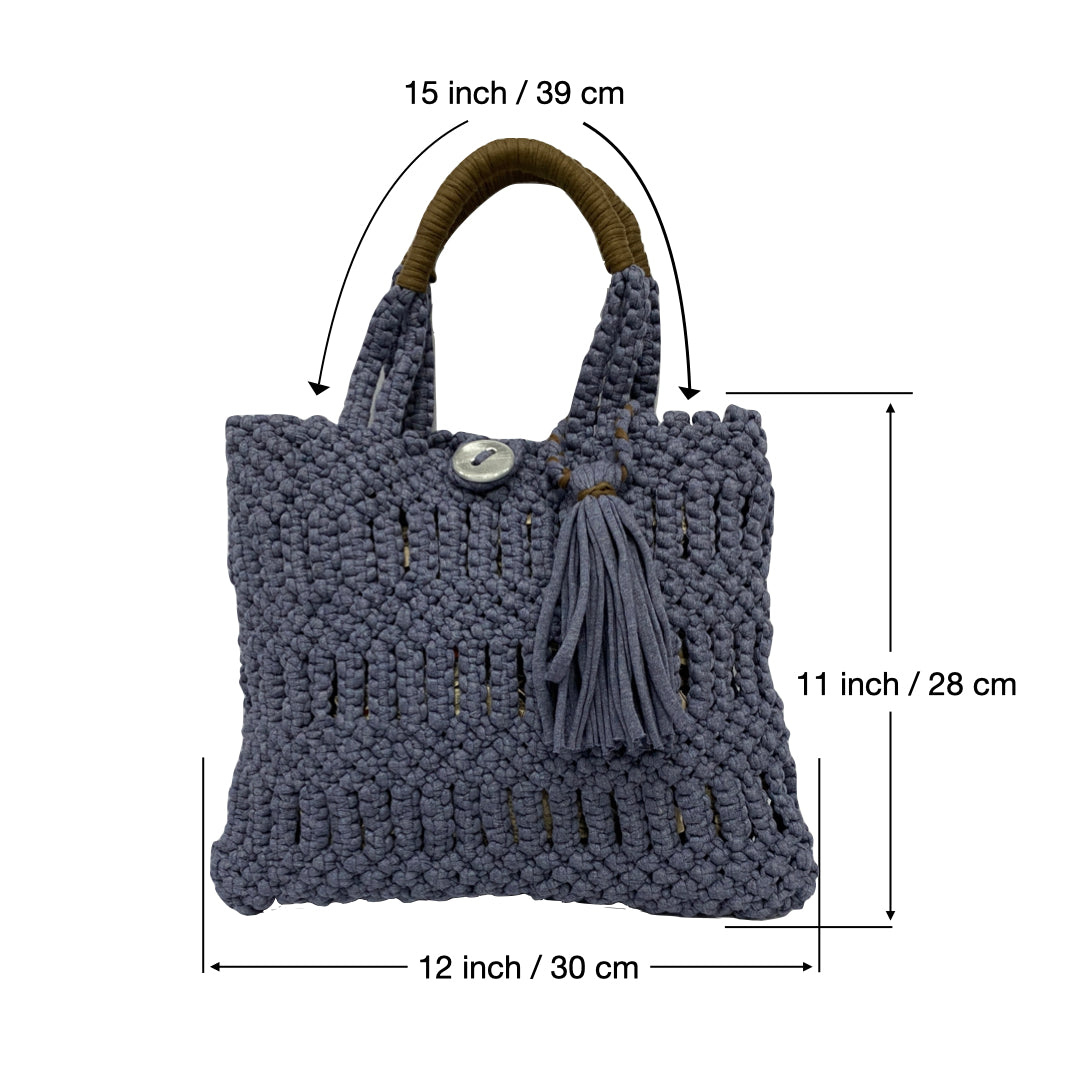 Image of Macrame Handbag Stone blue