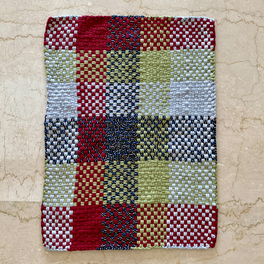 Image of Braided Edged Floor Rug / Throw | Maroon, Olive, Grey