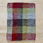 Braided Edged Floor Rug / Throw | Maroon, Olive, Grey
