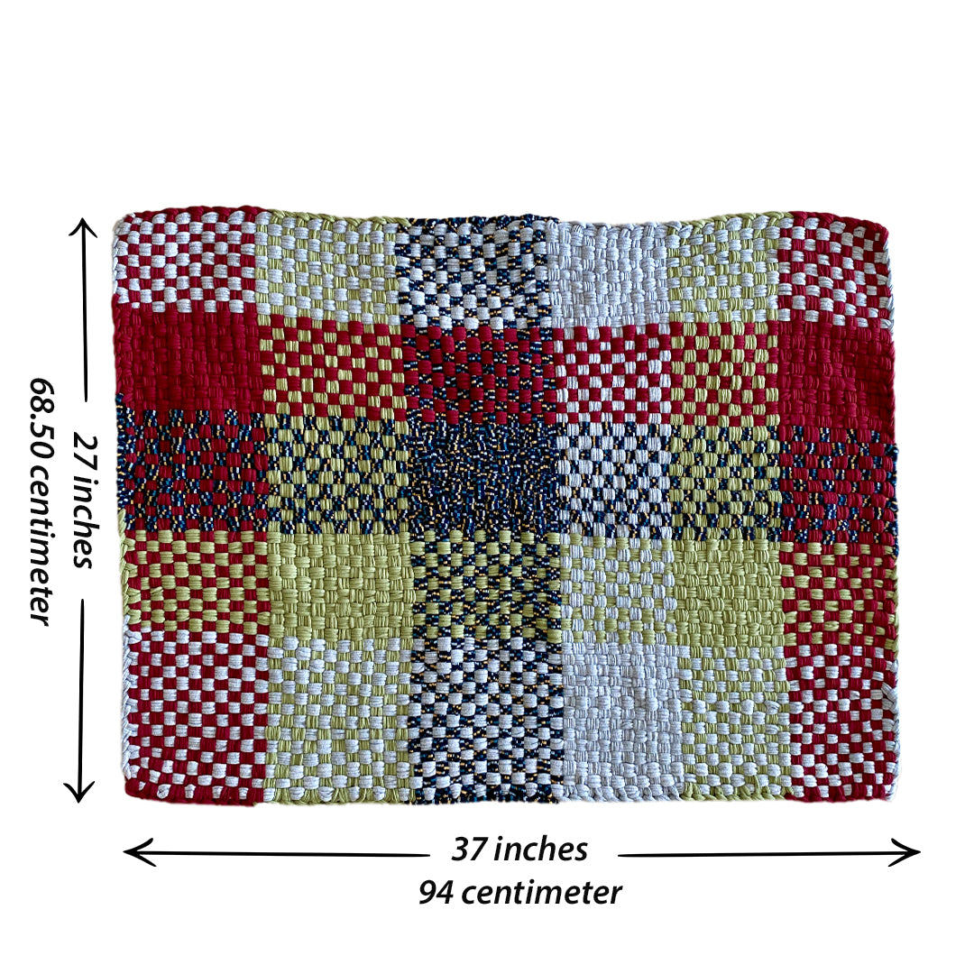 Image of Braided Edged Floor Rug / Throw | Maroon, Olive, Grey