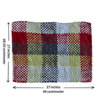 Braided Edged Floor Rug / Throw | Maroon, Olive, Grey
