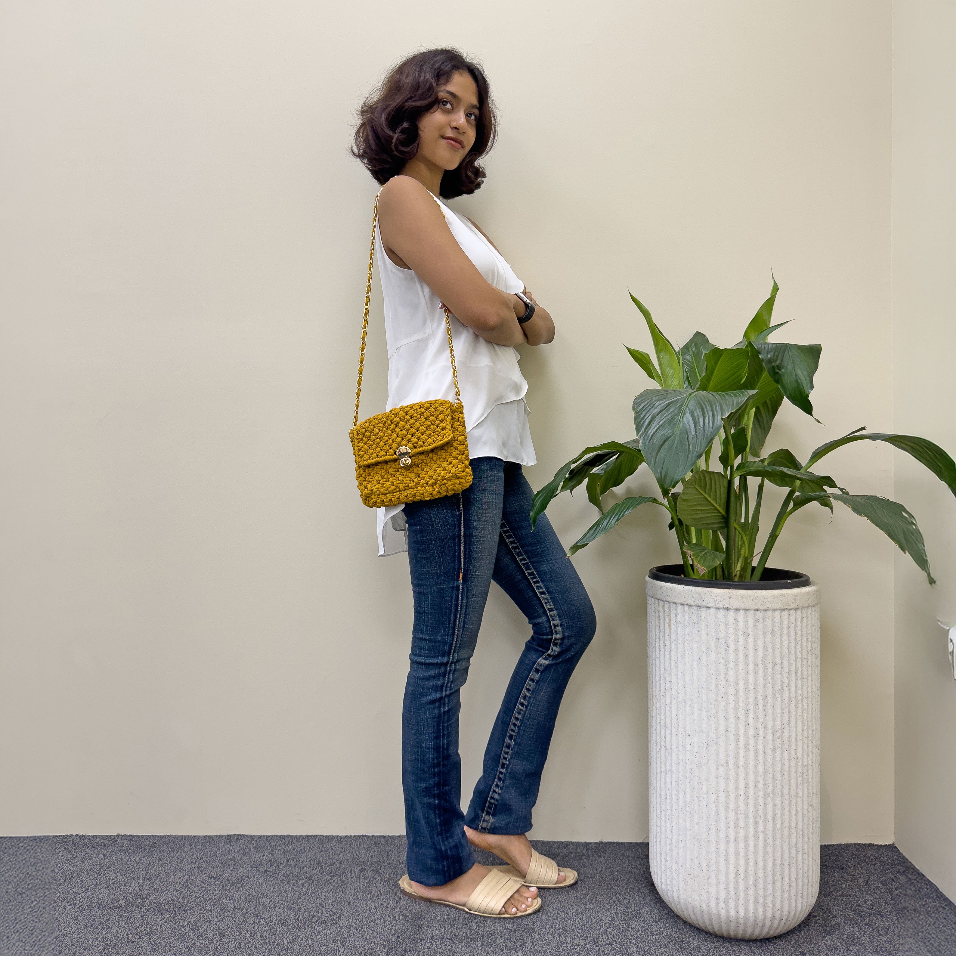 Image of Macrame Sling | Ochre | Shoulder Sling or Cross body