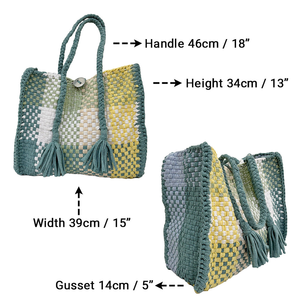 Oversized Tote / Hand / Shoulder Carry Pigeon Blue, Yellow, Stone Blue, Off White