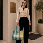 Oversized Tote / Hand / Shoulder Carry Pigeon Blue, Yellow, Stone Blue, Off White