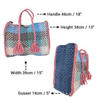 Oversized Tote / Hand / Shoulder Carry Sky Blue, Grey, Light Pink
