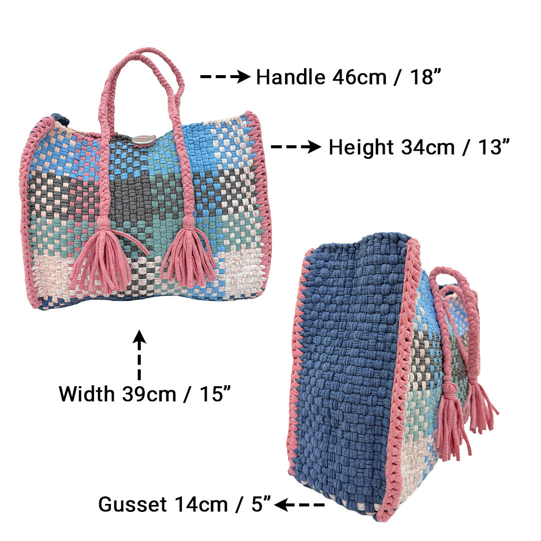 Oversized Tote / Hand / Shoulder Carry Sky Blue, Grey, Light Pink