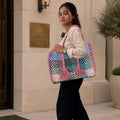 Oversized Tote / Hand / Shoulder Carry Sky Blue, Grey, Light Pink