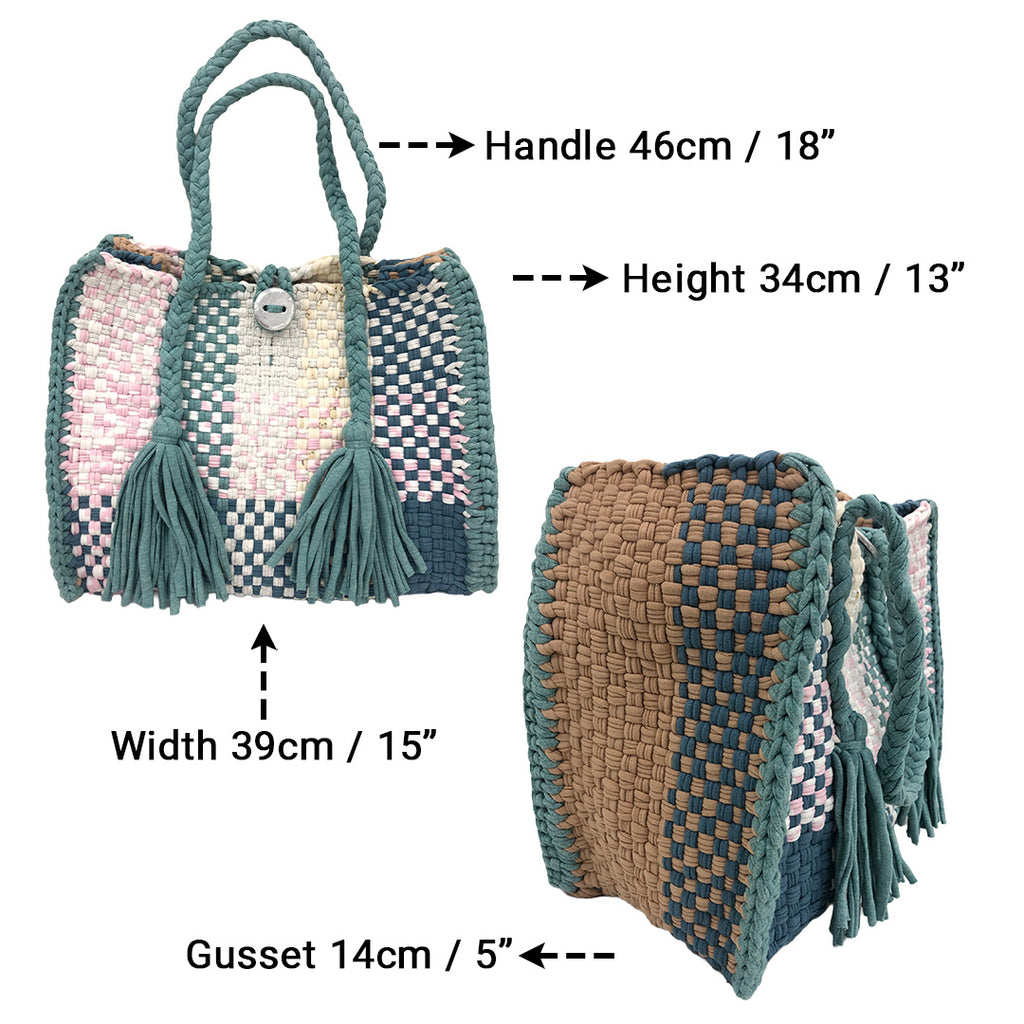 Oversized Tote / Hand / Shoulder Carry Light Lavender and Shades of Blue