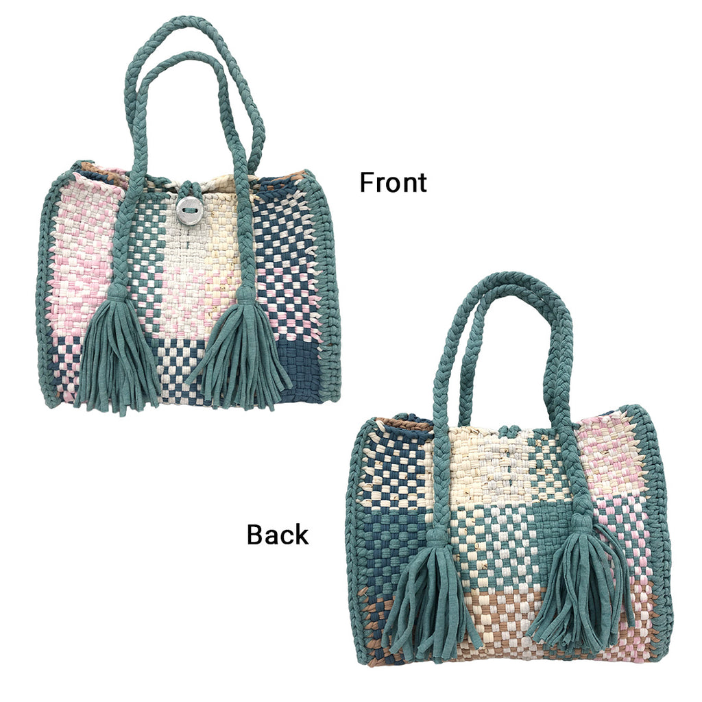 Oversized Tote / Hand / Shoulder Carry Light Lavender and Shades of Blue