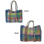 Oversized Tote / Hand / Shoulder Green, Blue, Coral Pink, White